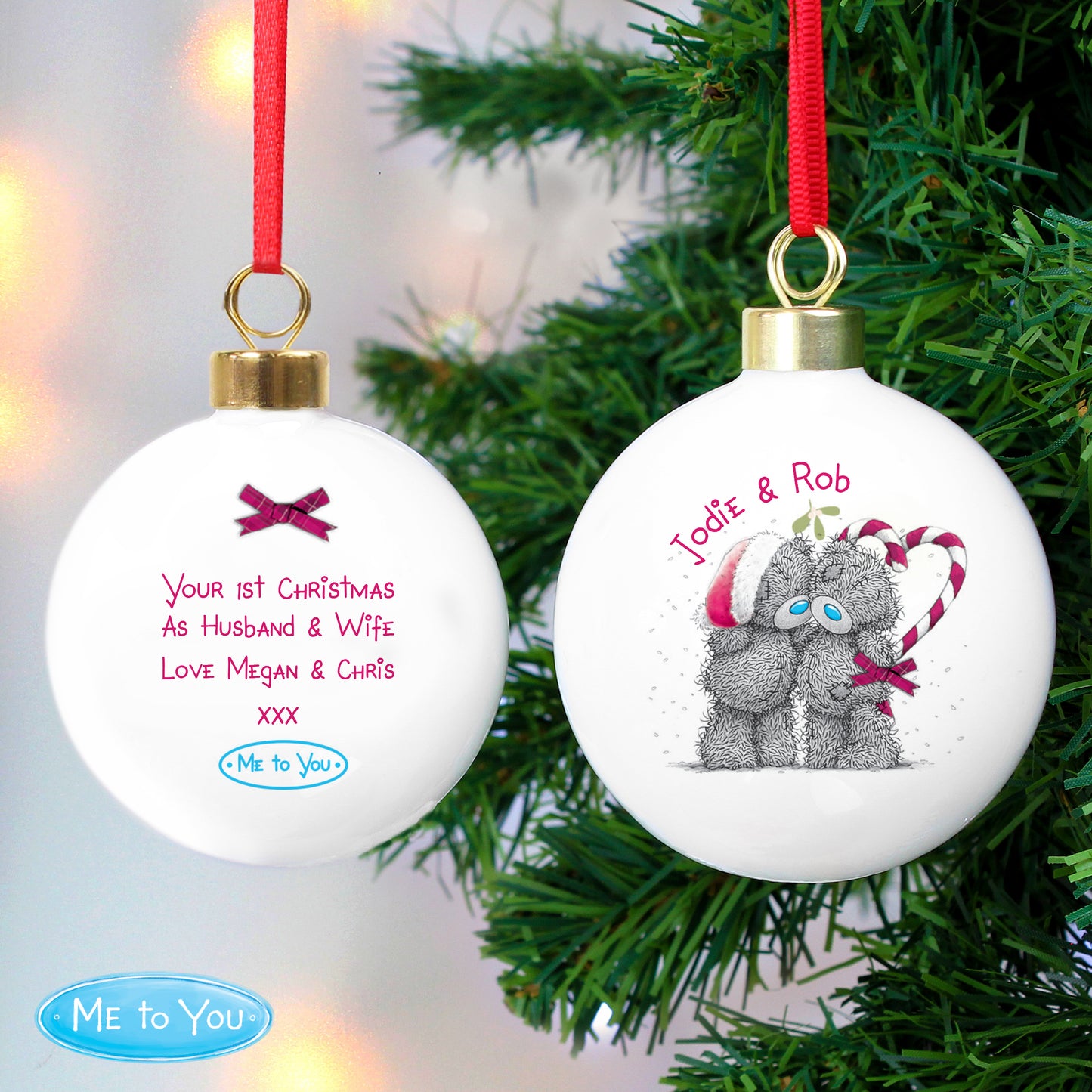Personalised Me To You Couple Christmas Bauble