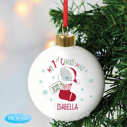 Personalised Tiny Tatty Teddy My 1st Christmas Stocking Bauble