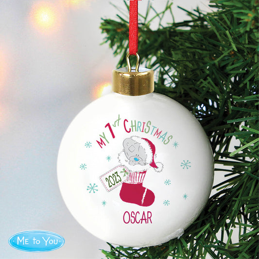 Personalised Tiny Tatty Teddy My 1st Christmas Stocking Bauble