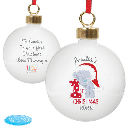Personalised Tiny Tatty Teddy 'My 1st Christmas' Bauble