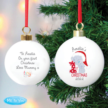Personalised Tiny Tatty Teddy 'My 1st Christmas' Bauble