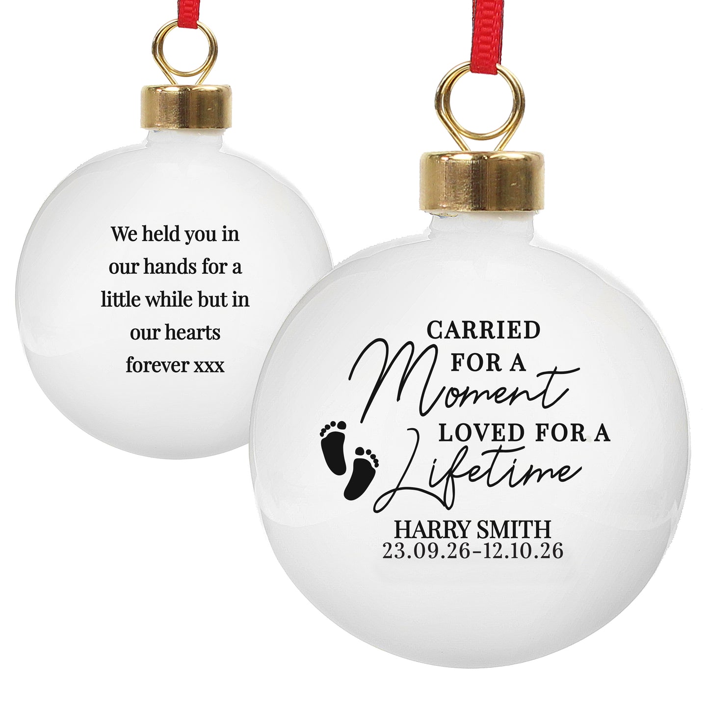 Personalised Carried For A Moment Bauble
