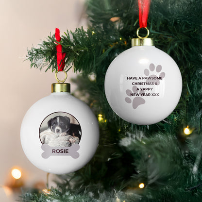 Personalised Photo Upload Dog Christmas Bauble