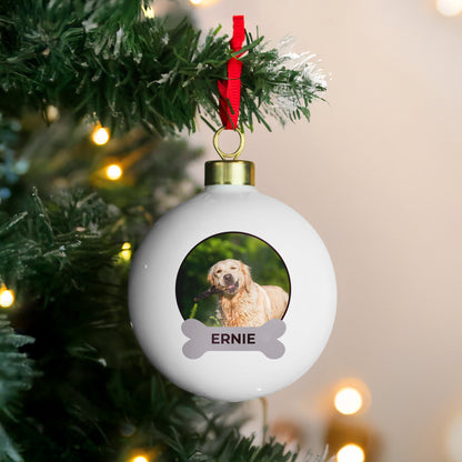 Personalised Photo Upload Dog Christmas Bauble