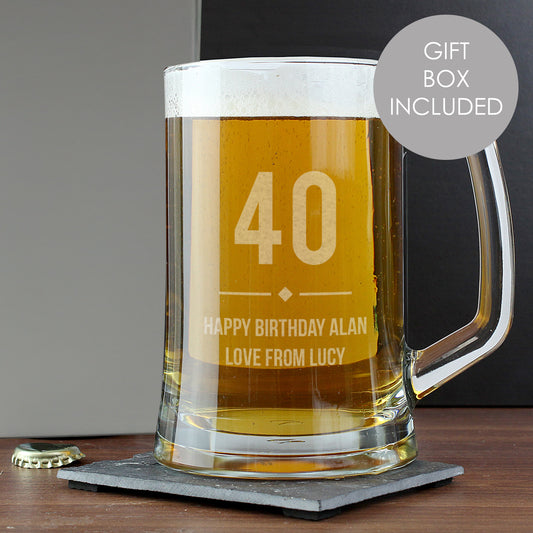 Personalised Big Age Glass Pint Stern Tankard