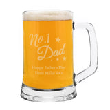 Personalised No.1 Dad Glass Pint Stern Tankard