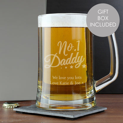Personalised No.1 Daddy Glass Pint Stern Tankard