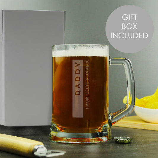 Personalised Free Text Stripe Pint Stern Tankard