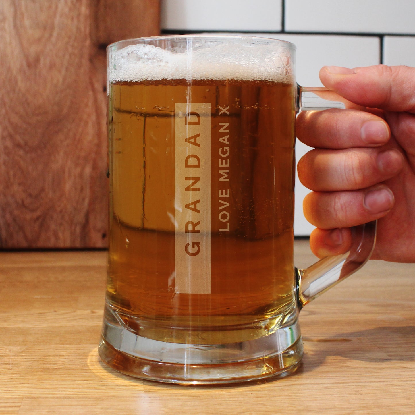 Personalised Free Text Stripe Pint Stern Tankard