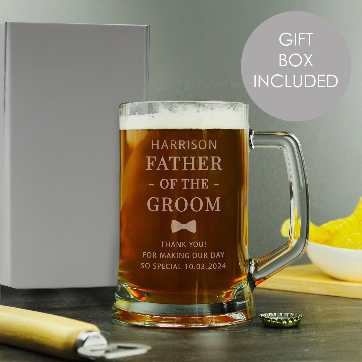 Personalised Father of the Groom Pint Stern Tankard