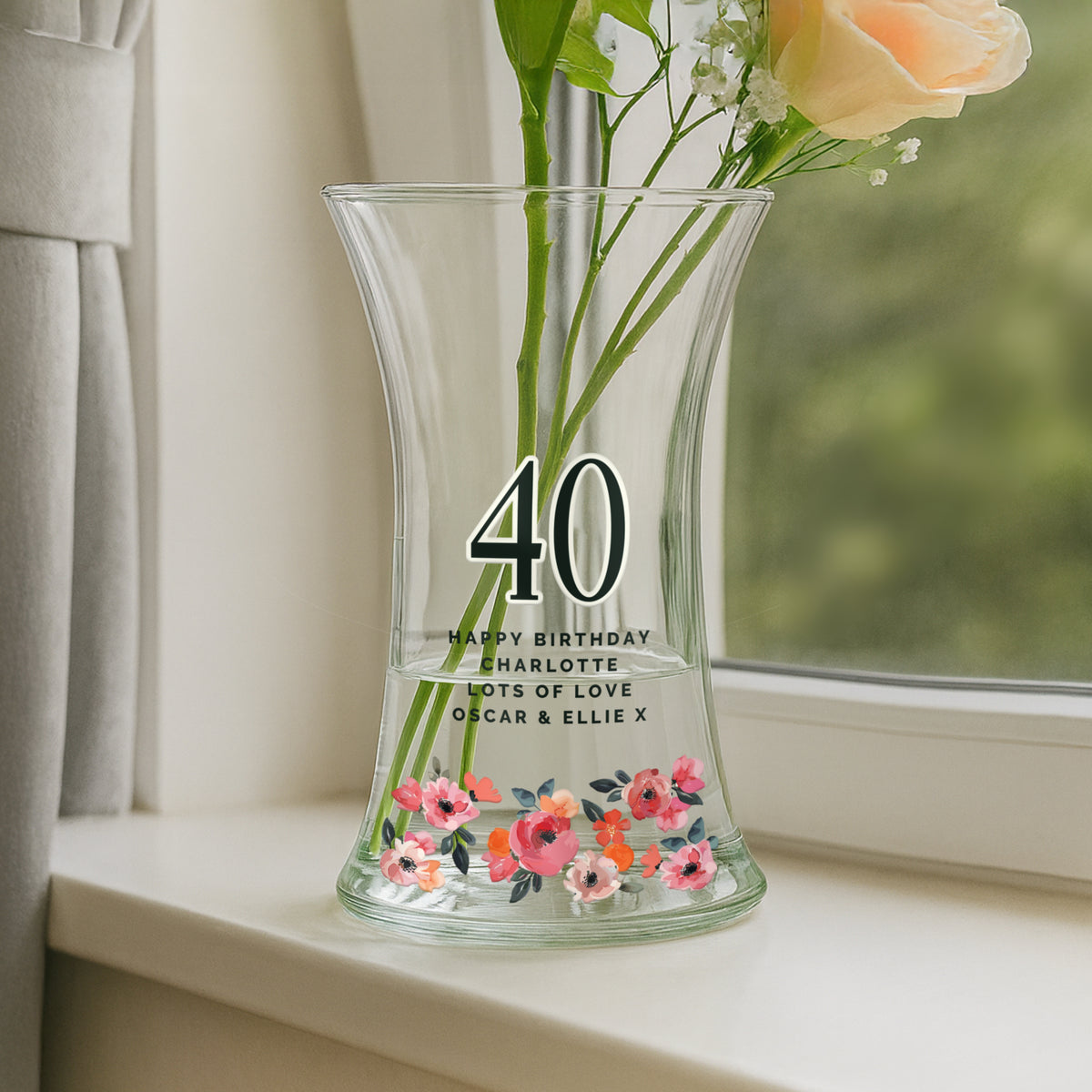 Personalised Floral Big Age Waisted Vase