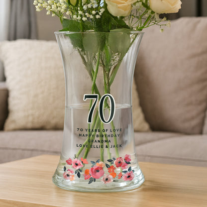 Personalised Floral Big Age Waisted Vase