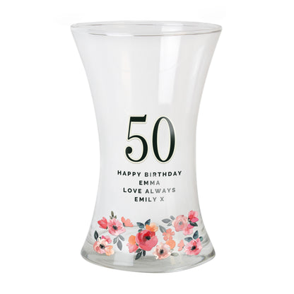 Personalised Floral Big Age Waisted Vase