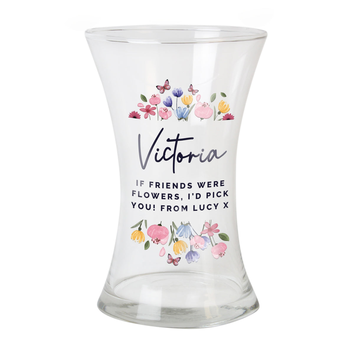 Personalised Bright Floral Waisted Vase