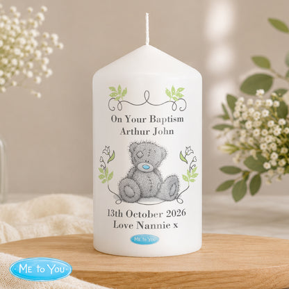 Personalised Me To You Religious Cross Pillar Candle