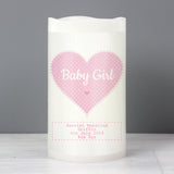 Personalised Stitch & Dot Baby Girl Night Light LED Candle