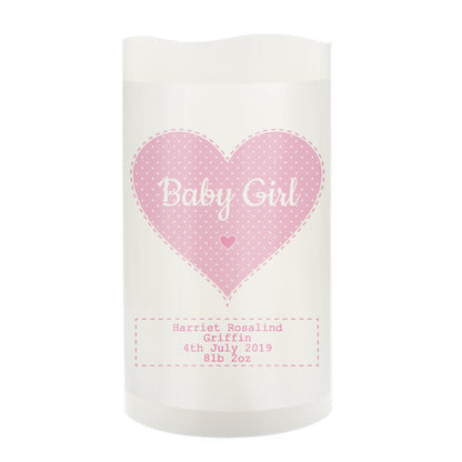 Personalised Stitch & Dot Baby Girl Night Light LED Candle