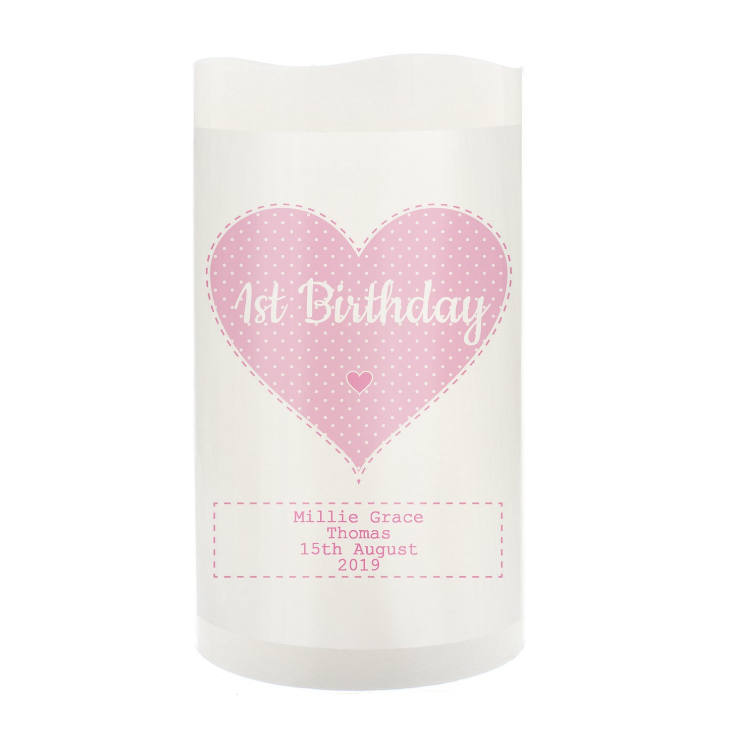 Personalised Stitch & Dot Baby Girl Night Light LED Candle