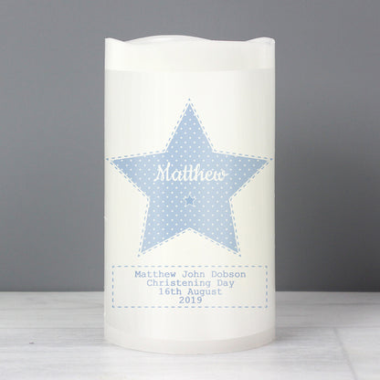Personalised Stitch & Dot Baby Boy Nightlight LED Candle