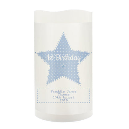 Personalised Stitch & Dot Baby Boy Nightlight LED Candle