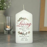 Personalised In Loving Memory Wreath Pillar Candle