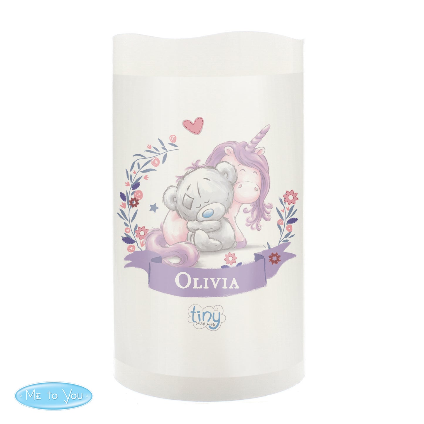 Personalised Tiny Tatty Teddy Unicorn Nightlight LED Candle