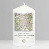 Personalised Present Day Map Compass Pillar Candle