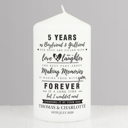 Personalised Typography Anniversary Pillar Candle