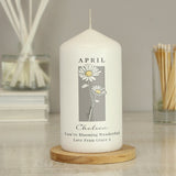 Personalised Birth Flower Pillar Candle