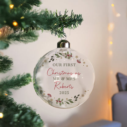 Personalised Christmas Glass Bauble