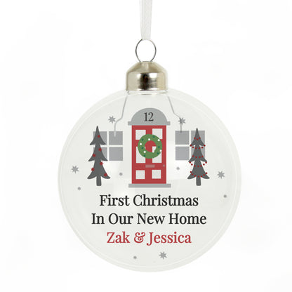 Personalised Home For Christmas Glass Bauble