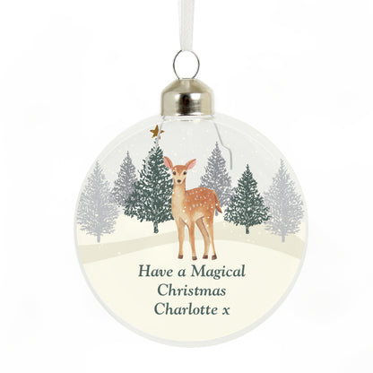 Personalised Christmas Deer Glass Bauble