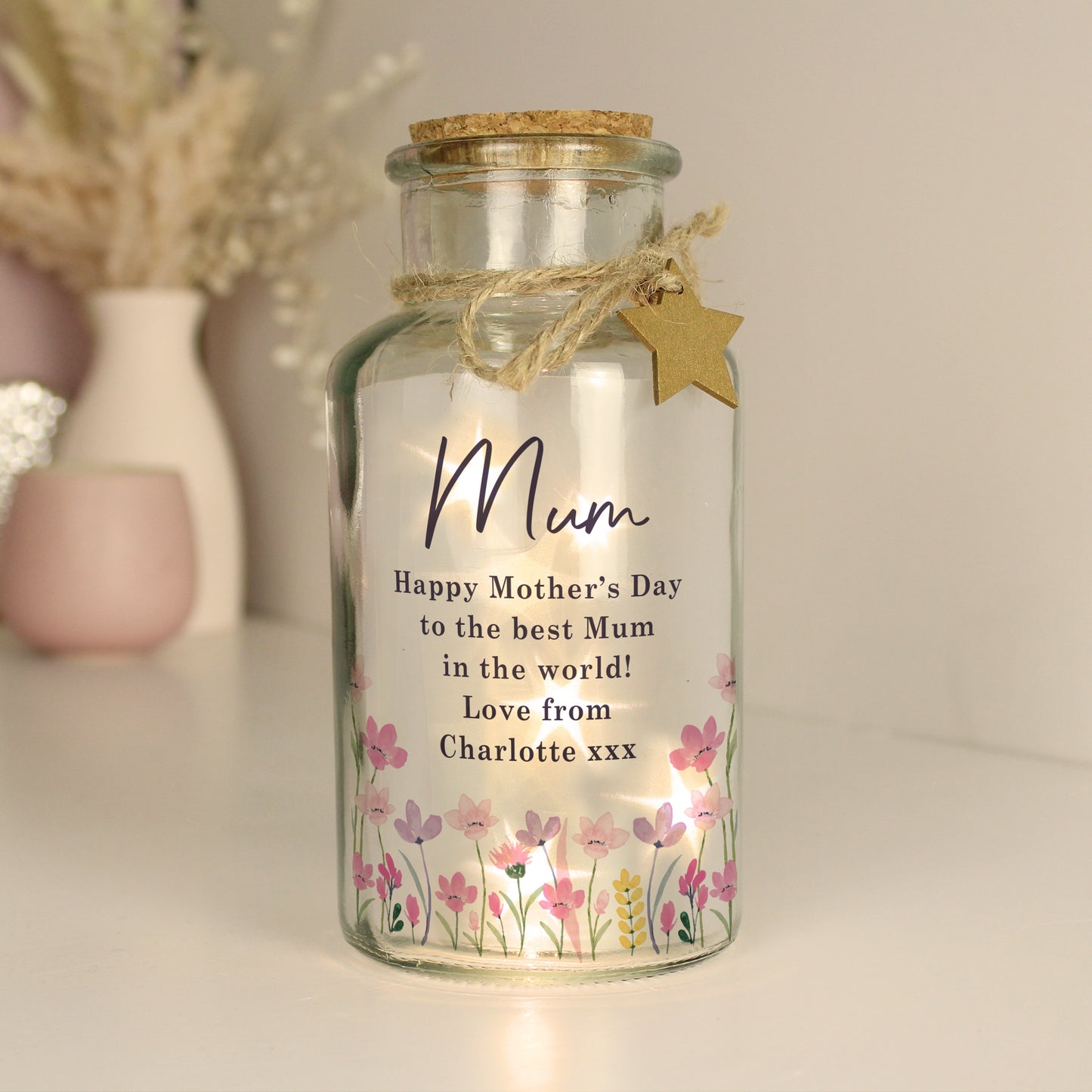 Personalised Floral LED Light Up Jar