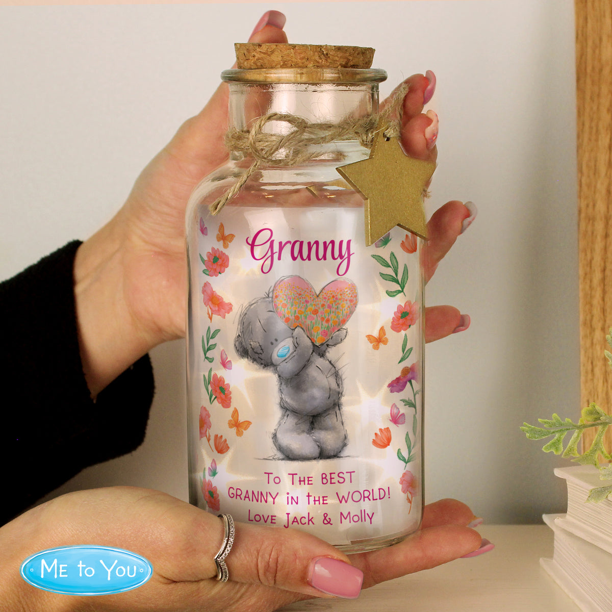 Personalised Me to You Flowery LED Light Up Jar