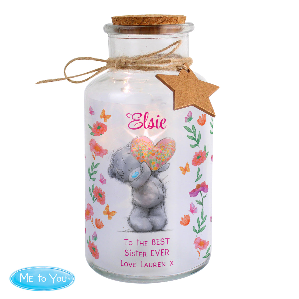 Personalised Me to You Flowery LED Light Up Jar