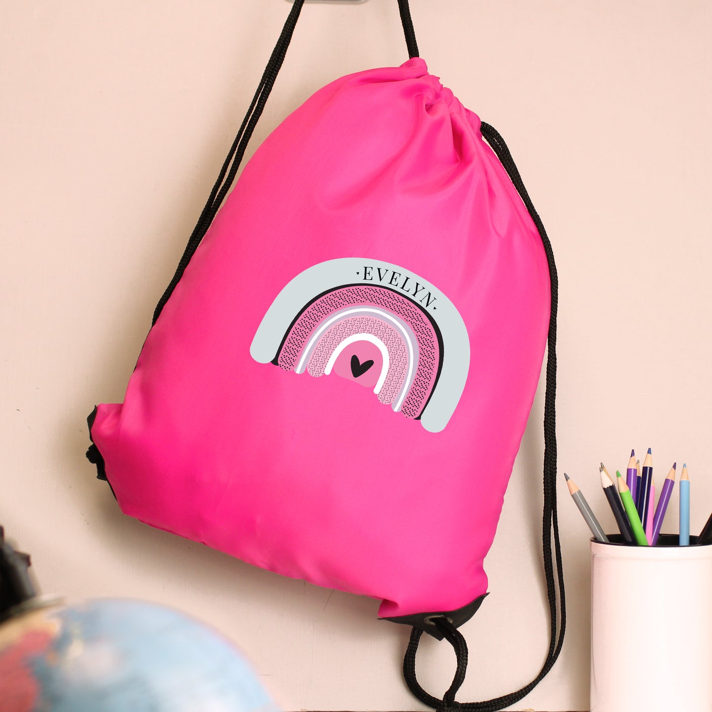 Personalised Pastel Rainbow Pink Kit Bag