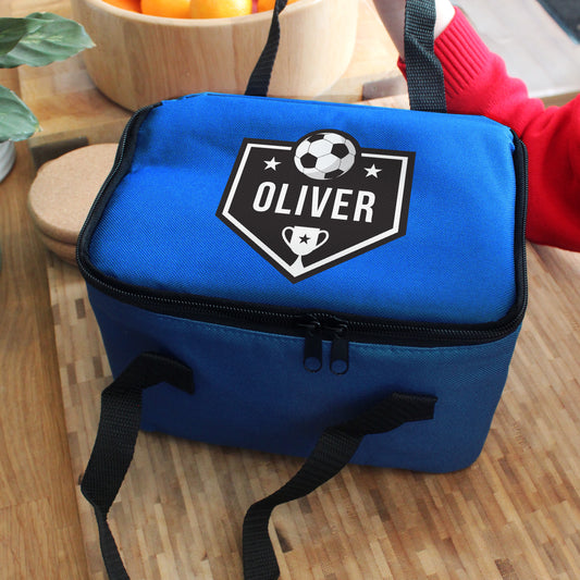 Personalised Football Blue Lunch Bag