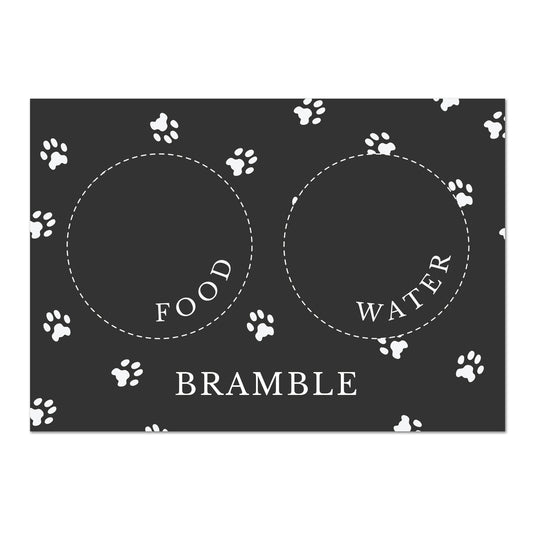 Personalised Black Pet Bowl Mat