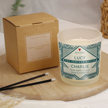 Personalised The Perfect Match Scented Jar Candle