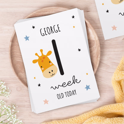 Personalised Animals Baby Milestone Cards