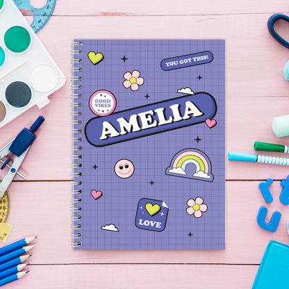 Personalised Good Vibes A5 Notebook
