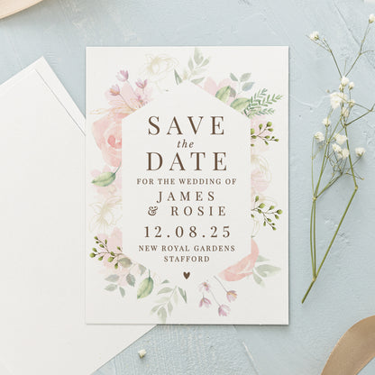 Personalised Soft Floral Set of 36 Wedding Save the Dates