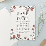 Personalised Pink Floral Set of 36 Wedding Save the Dates