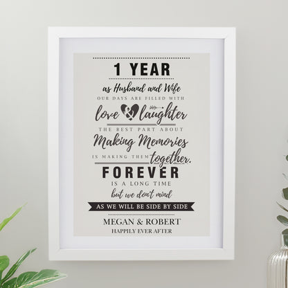 Personalised Anniversary White Poster Frane