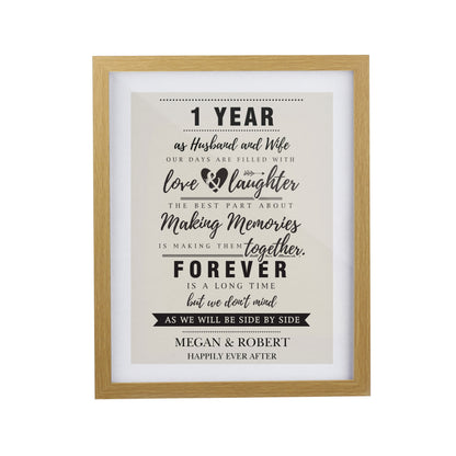 Personalised Anniversary Oak Poster Frame