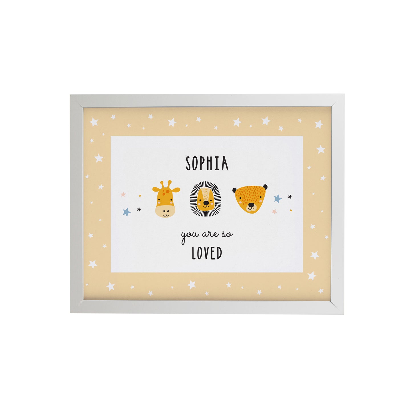 Personalised Scandi Animals White Poster Frame