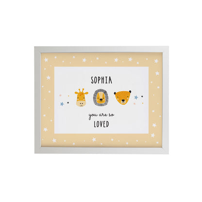 Personalised Scandi Animals White Poster Frame