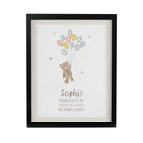 Personalised Teddy Balloon Black Poster Frame