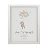 Personalised Teddy Balloon White Poster Frame