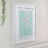 Personalised Birth Flower White Poster Frame